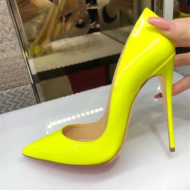 Green Patent Pointy Toe High Heels For Elegant Women