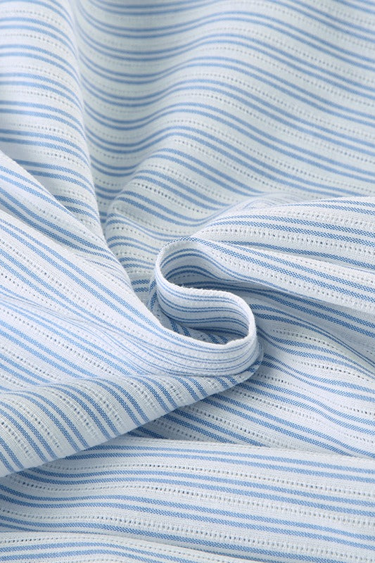 Striped Cropped Shirt and Pleated Mini Skirt Set