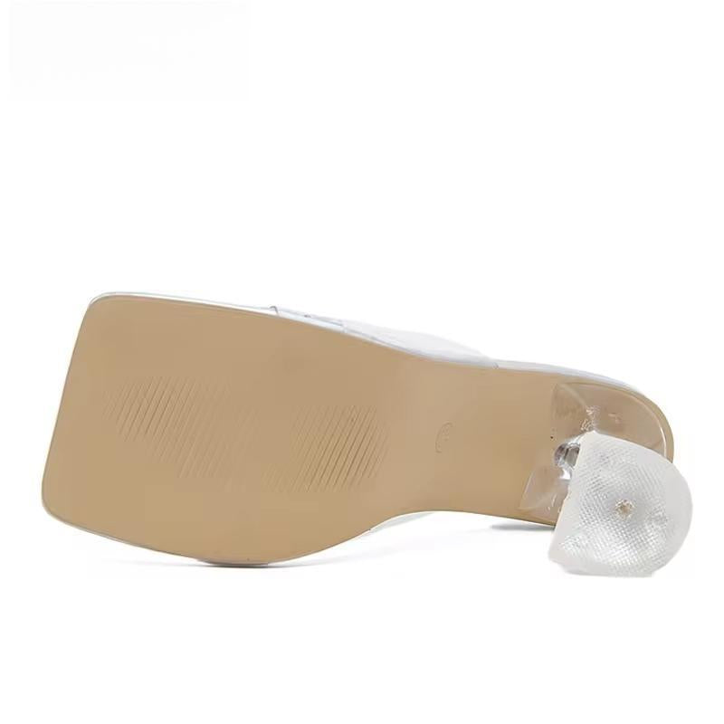 Pvc Transparent Crystal Sun Flowers Buckle Slipper For Women