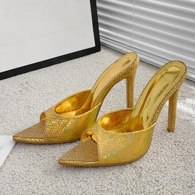 Sleek Serpentine Pointed Toe Mule With Thin Heels For Women