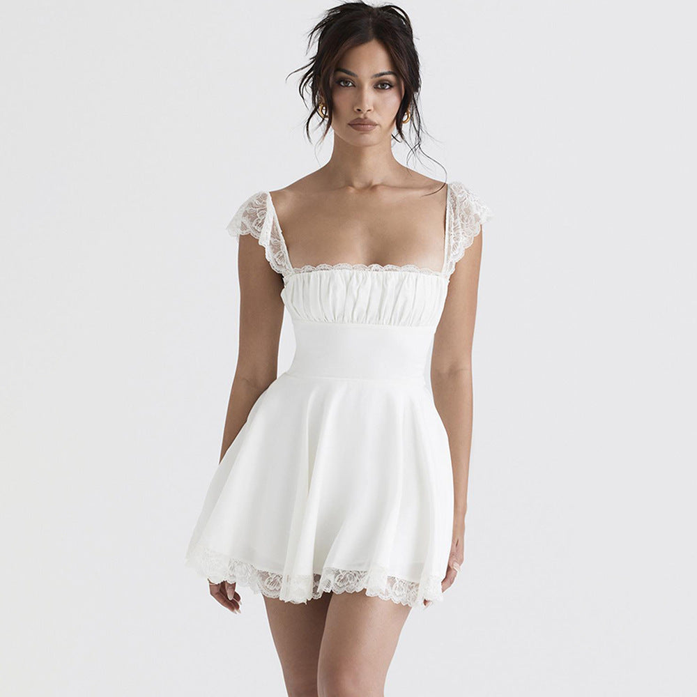 Simple Square Neck Slim Halter Dress