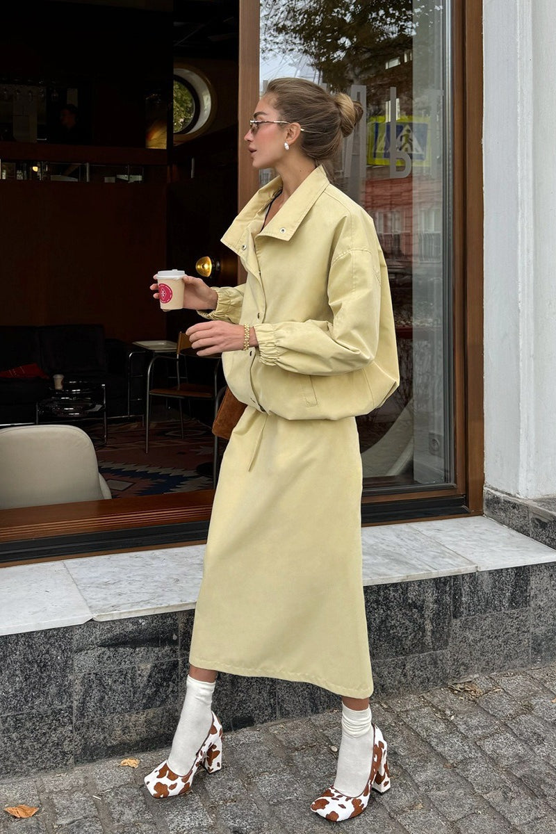 Utility Trench Jacket Midi Skirt Set