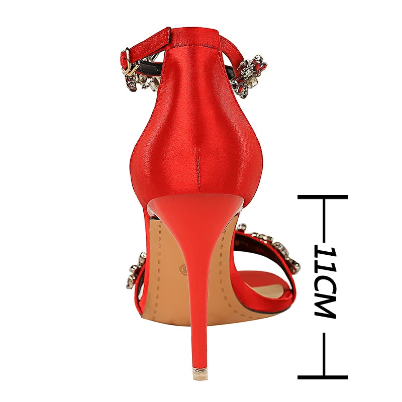 Rhinestone Open Toe High Heel Sandals For Women By New Designer