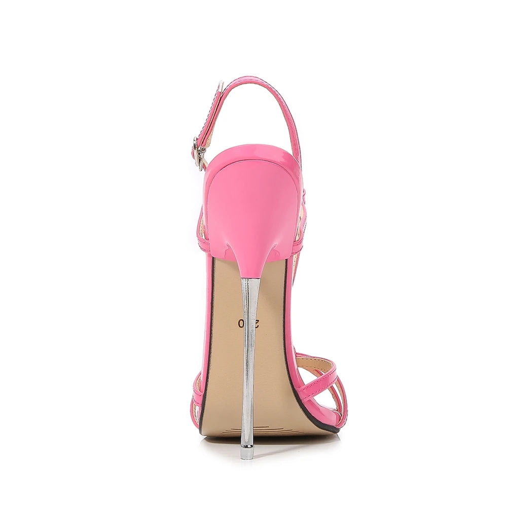 Metal Heel Strappy Stiletto Sandals For Women 16Cm High Summer Style