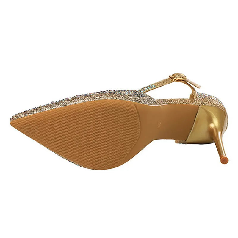 Shiny Rhinestones High Heels Ladies Pumps Stiletto Sweet Women Shoes