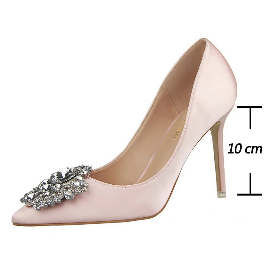 Kitten Heel Rhinestone Pumps For Women’s Wedding High Heels