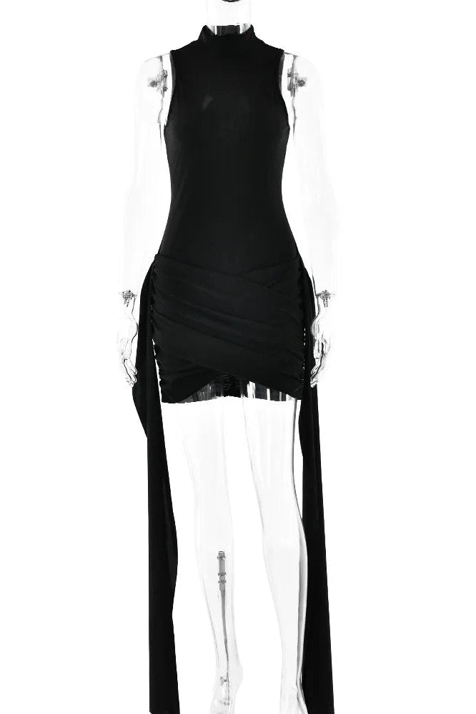 Sleeveless O-Neck Lace-Up Mini Dress