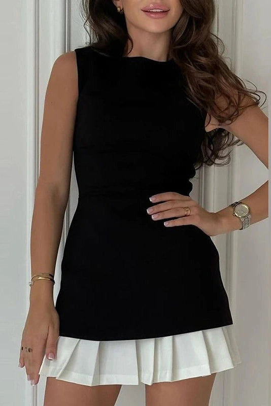 Patchwork Straps Mini Dress