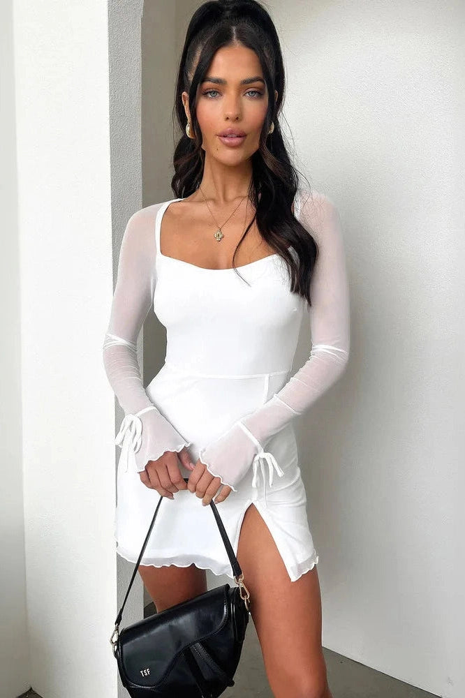 sheer slim mini dress Sheer Bodycon Slim Mini Dress – BioBeautify