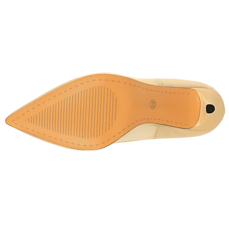 Sexy Party Rose Flower Woman Pumps With Mesh Hollow High Heels