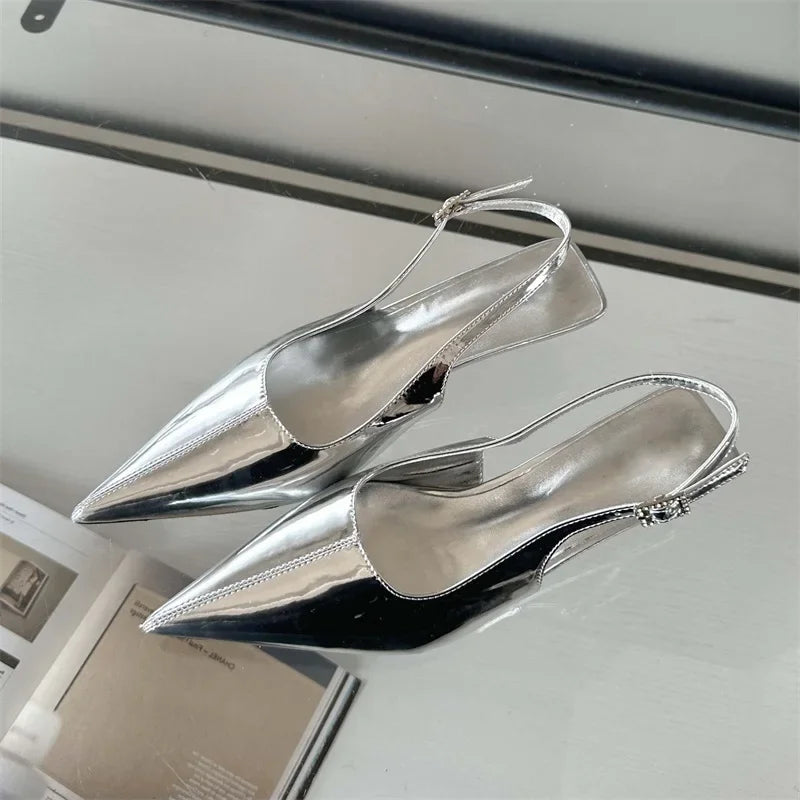 Spring Buckle Strap Women Pumps Pointed Toe Low Heels