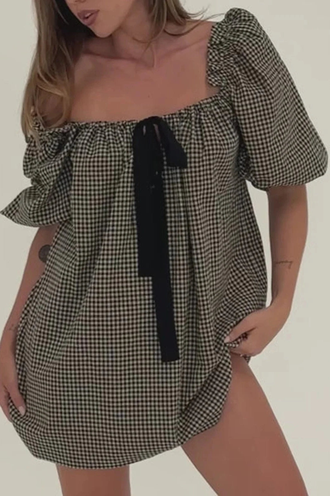 Puff Sleeve Loose Mini Dress