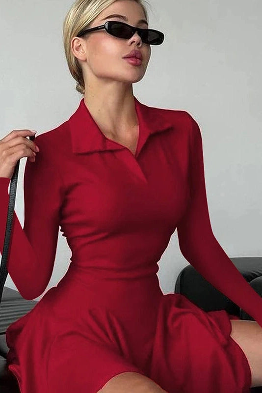 Elegant Slim Long Sleeve Mini Dress