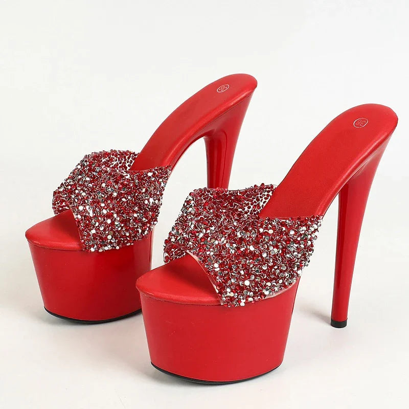 Bling Sequin Wedding Stripper Slippers For Women