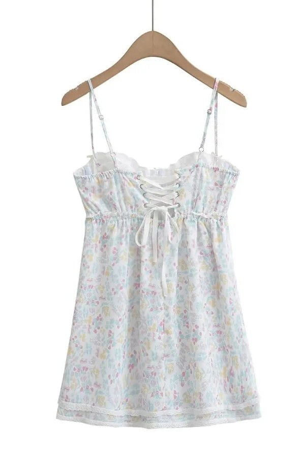 Sleeveless Square Neck Spaghetti Strap Mini Dress