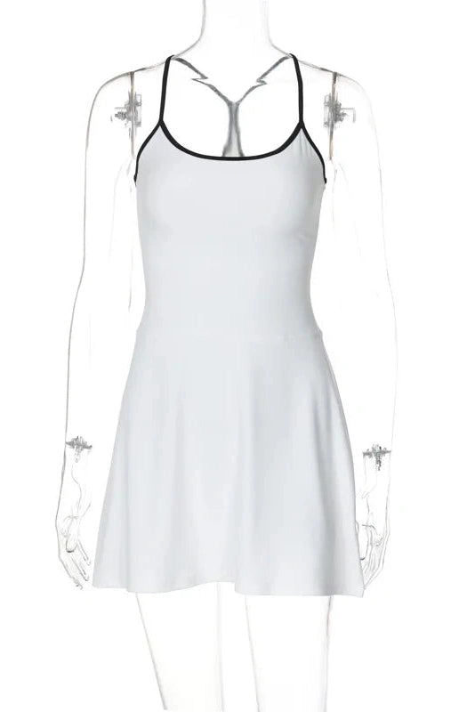 U-Neck Straps High Waist Sleeveless Backless Mini Dress