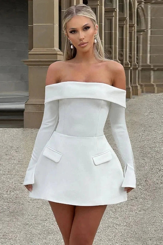 Off-Shoulder A-Line Mini Dress – BioBeautify