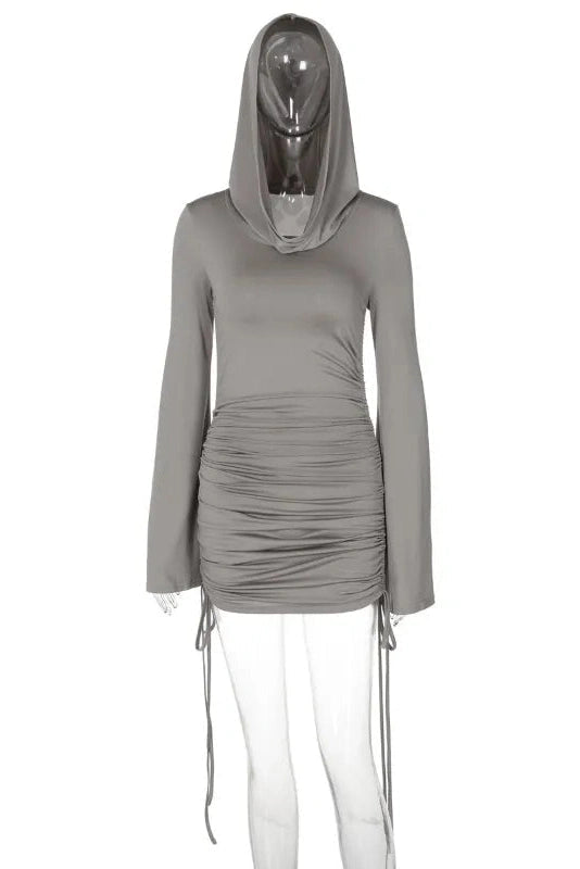 Slim Fit Lace Up Pleated Mini Dress