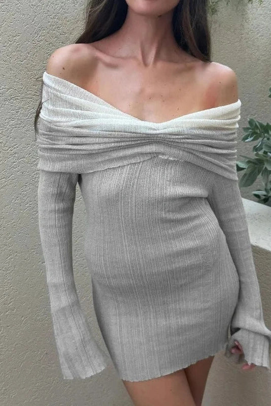 Off-Shoulder Long Sleeve Backless Mini Dress – BioBeautify