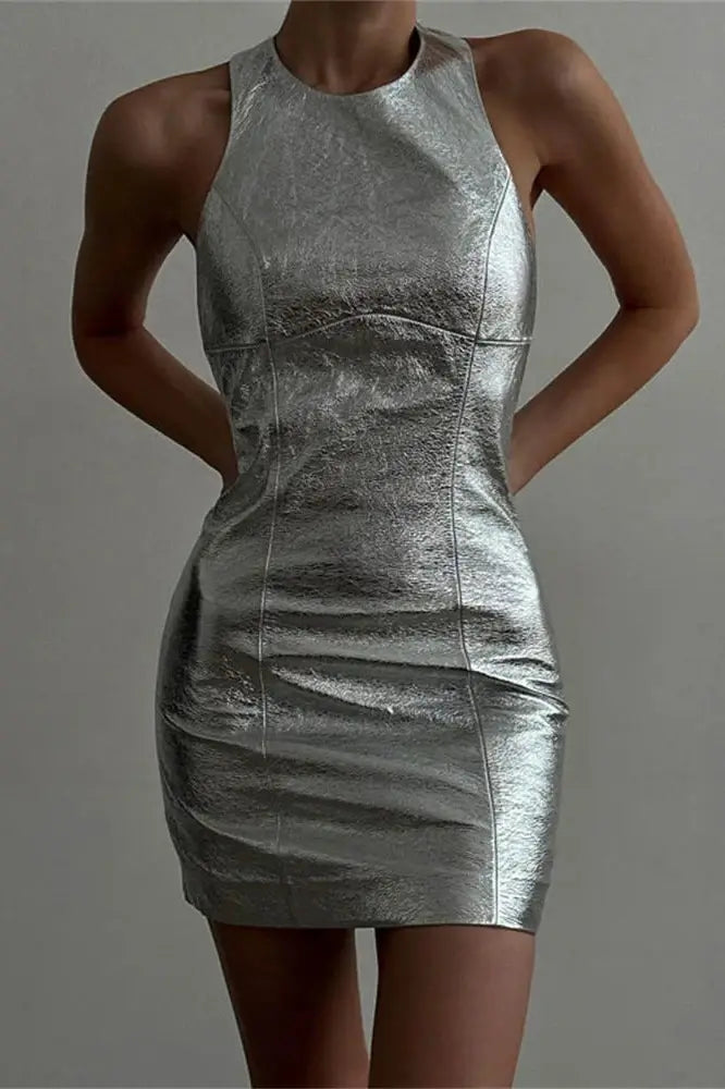 Silver Backless Mini Dress – BioBeautify