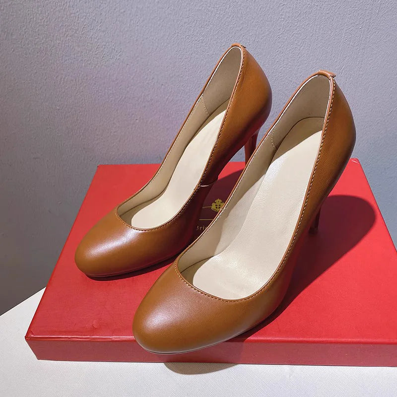 Nude And Black Patent Leather Stiletto Pumps For Women