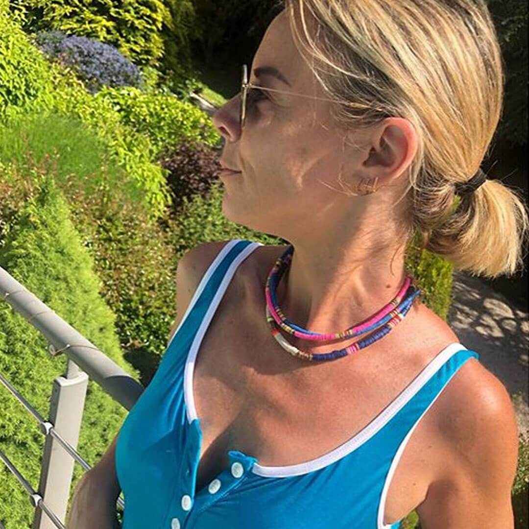 Boho Mixed Color Bead Necklace - Royal Blue One Size /