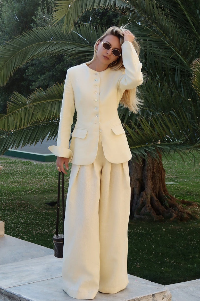 Tailored Blazer Wide Leg Pants Set