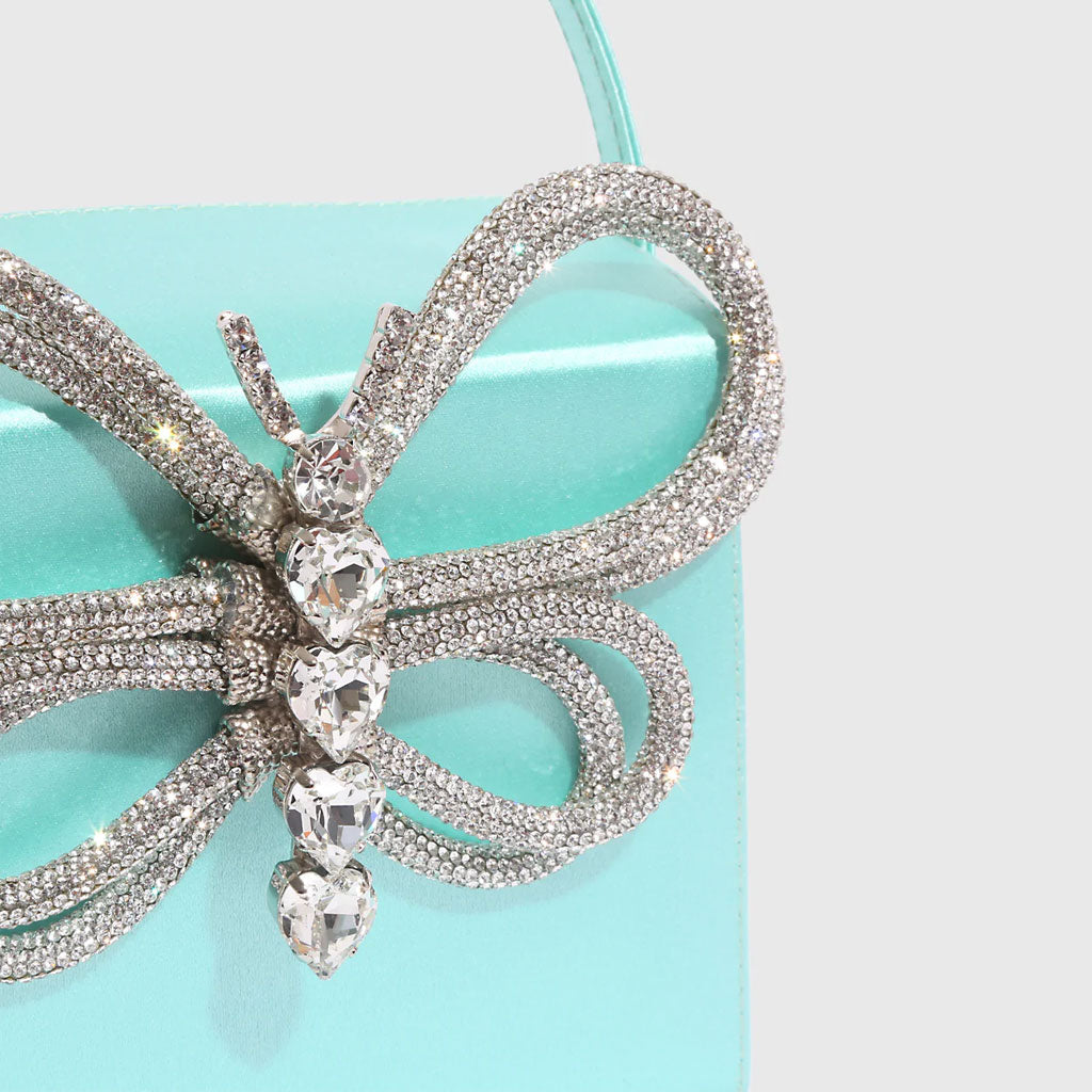 Blue Rhinestone Butterfly Clutch Bag