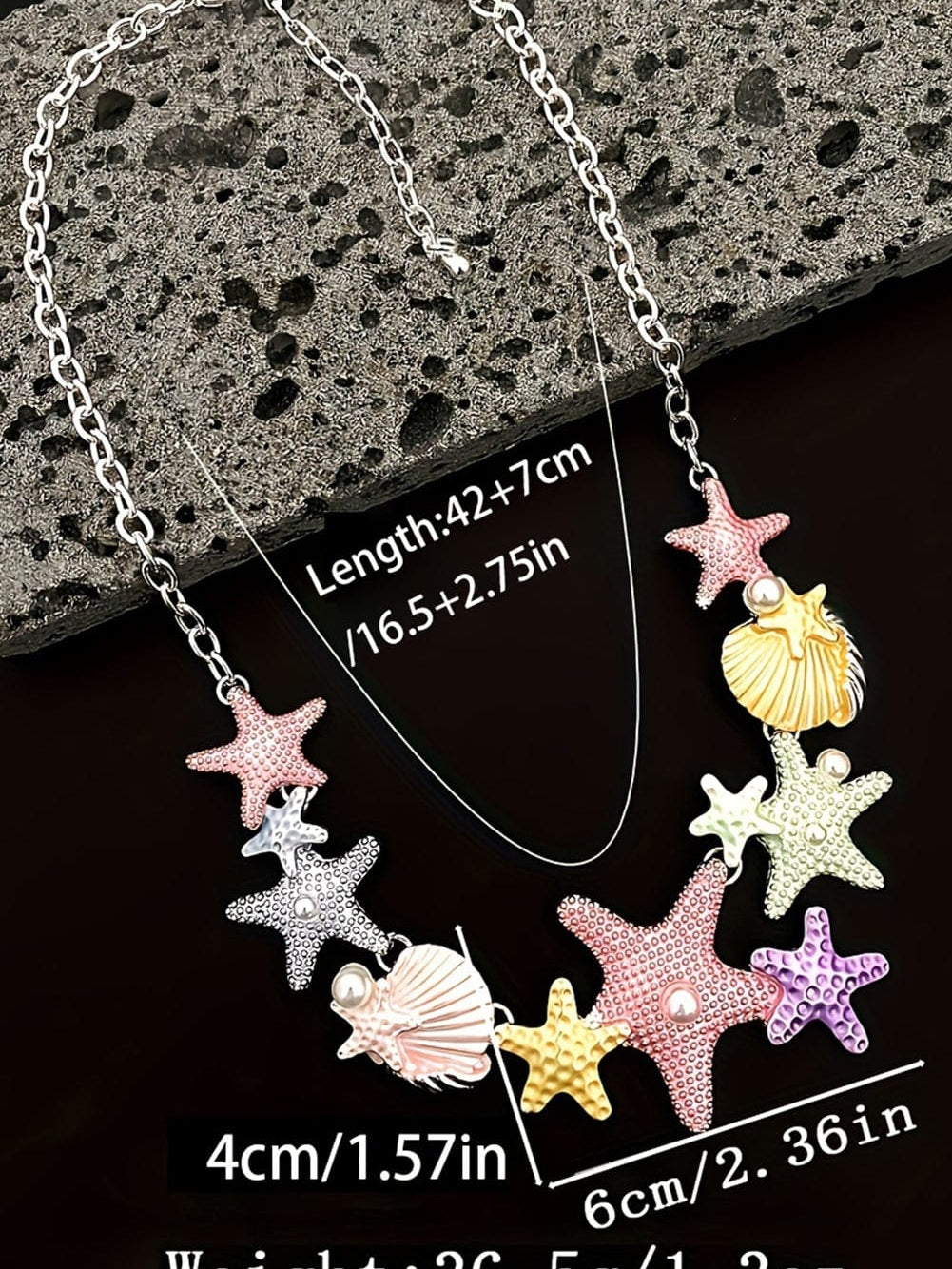 Starfish Shell Pearl Necklace With Adjustable Chain