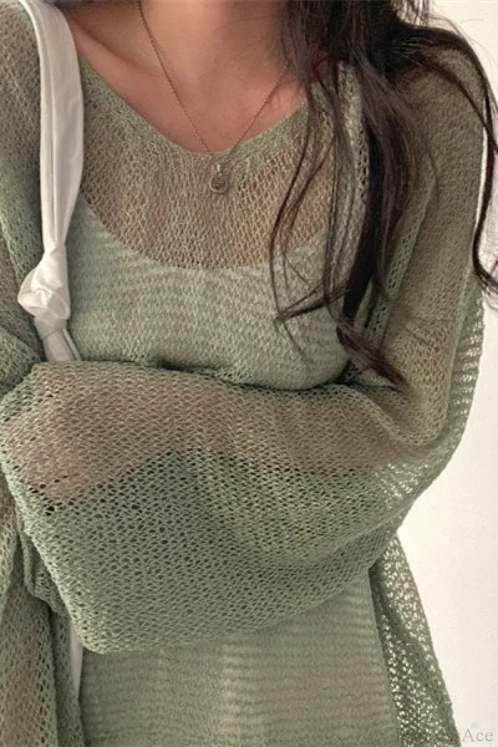 Knitted Openwork Loose Long Sleeve Chic Blouse