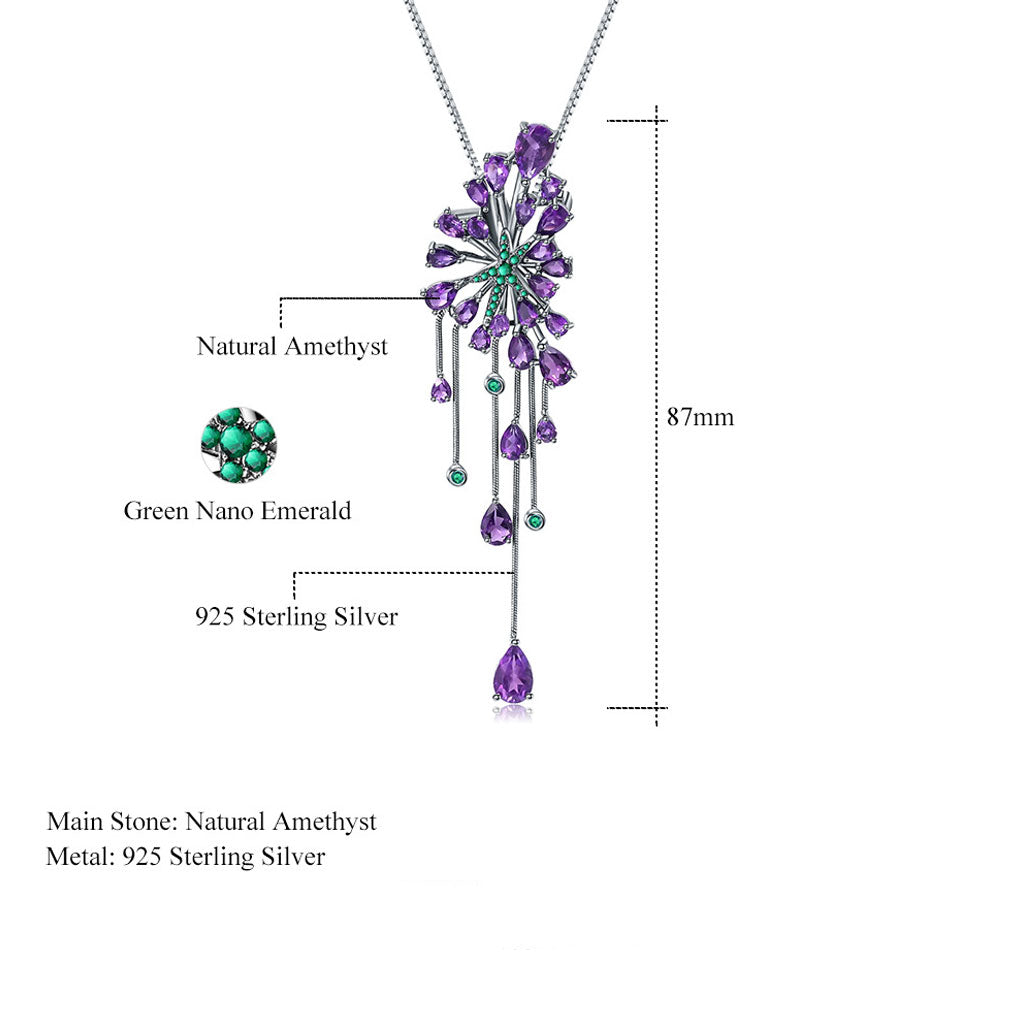 Luxury Green Nano Emerald Amethyst Pendant Necklace