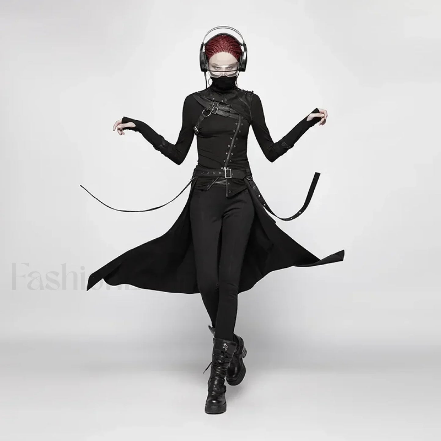 Women’s Harajuku Half Black Post Perform Apocalyptic Daily Stage Streetwear Personality Skirt BLACK / XS S