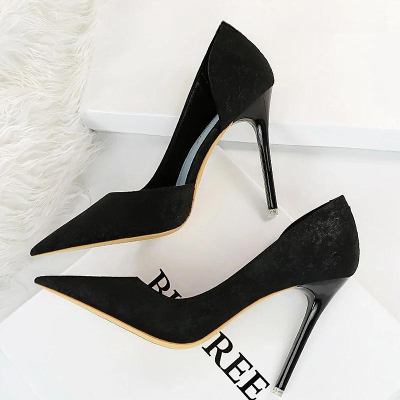 Designer Woman Pumps Pointed Toe High Heels For Parties Black / 34