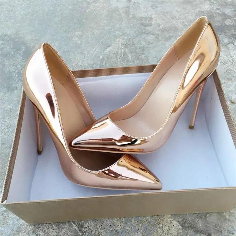 Gold Pointed Toe Stiletto High Heels For Sexy Women