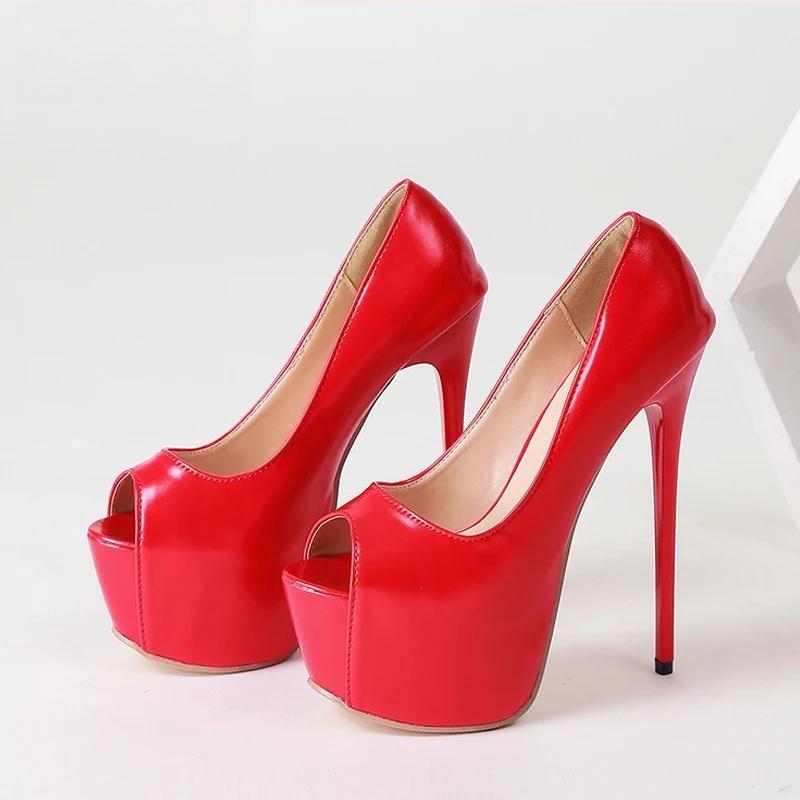 Red Platform Pumps Women Ultra High Stiletto Heels 17Cm