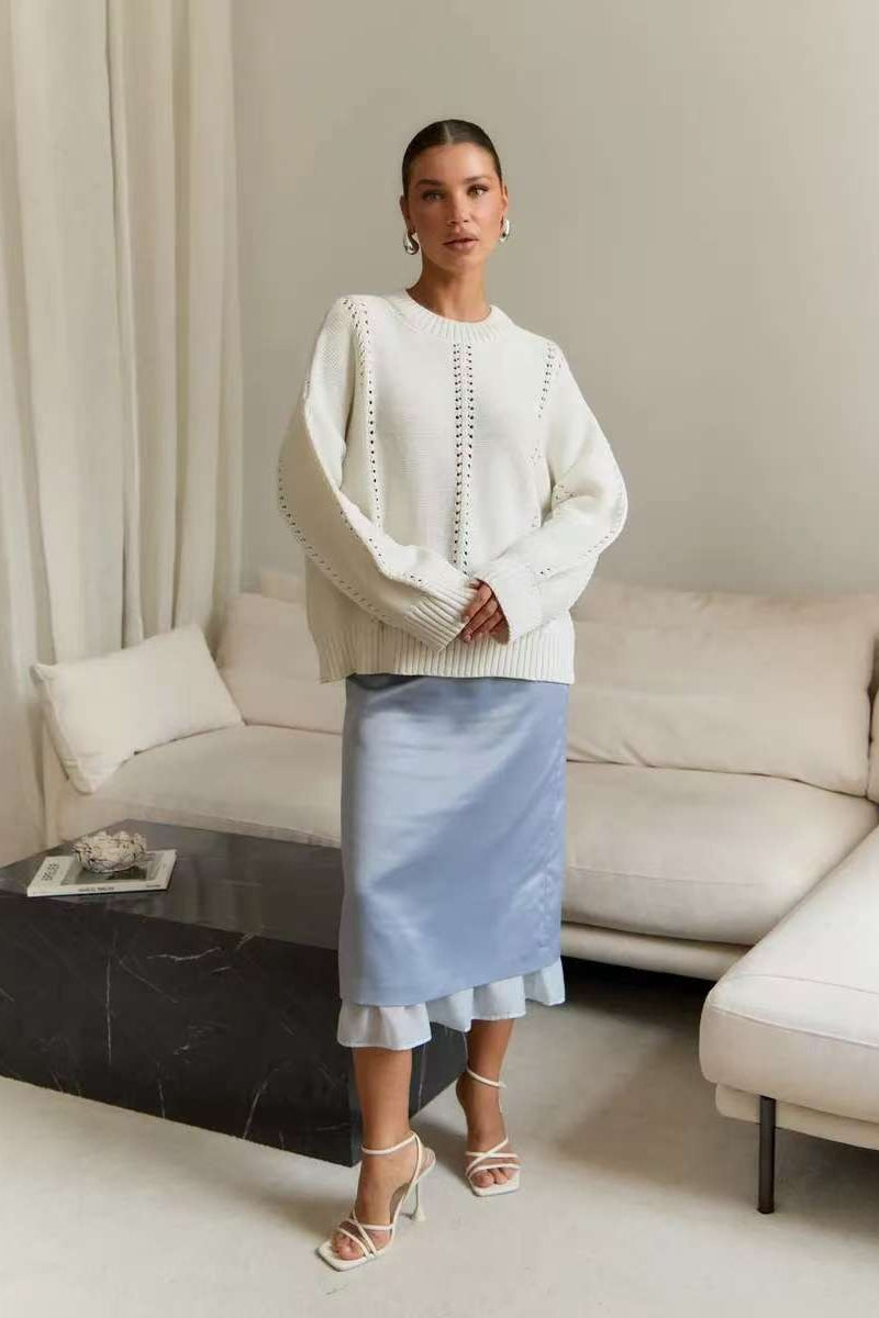 Casual Lace Knit Pullover Sweater