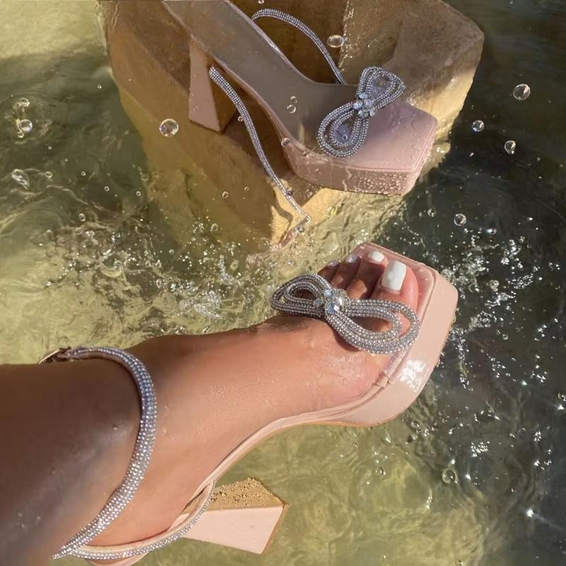 Crystal Butterfly-Knot Sandals Pumps For Women