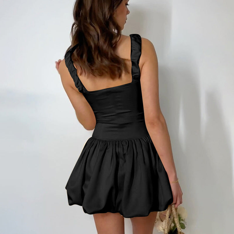 Aria Puff Sleeve Dress With Suspender Detail