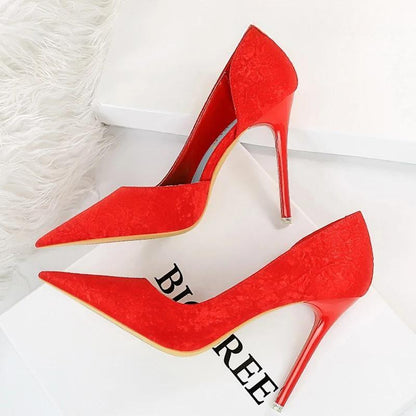 Designer Woman Pumps Pointed Toe High Heels For Parties Red / 34