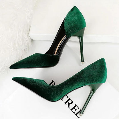 Purple Suede High Heel Pumps For Women - Sexy Party Shoes Green / 34