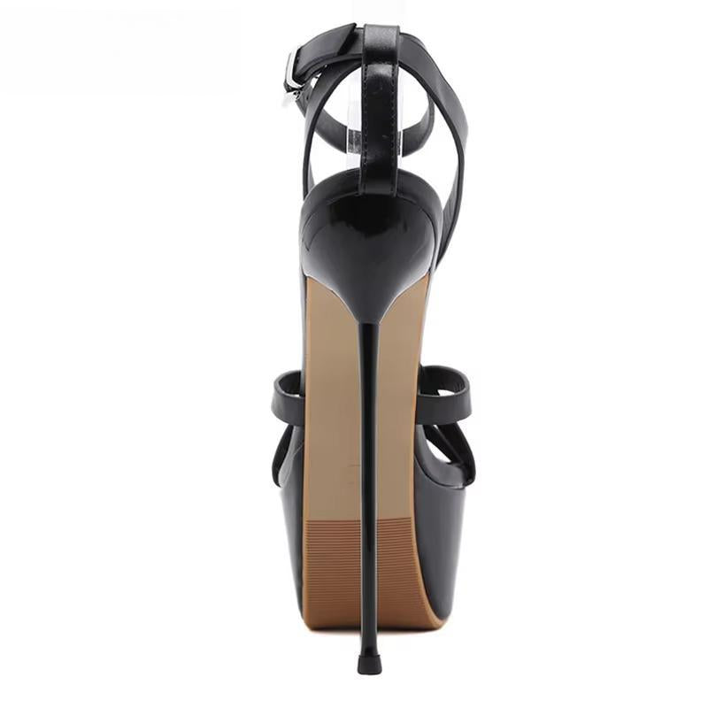 Ankle Buckle Strap Open Toe Women Sandals Stiletto High Heels For Party Platform Club