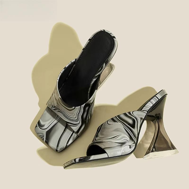 Transparent Camouflage High Heels Slippers Sandals