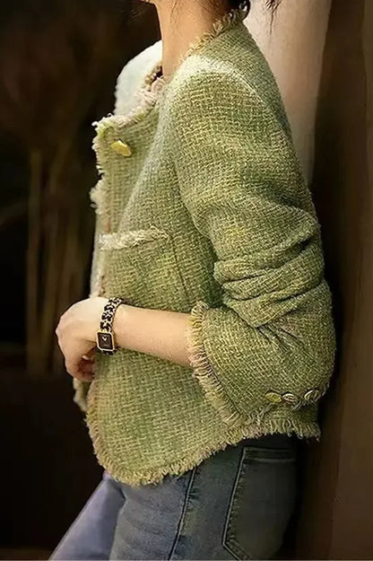 Elegant Long Sleeve Tweed Jacket