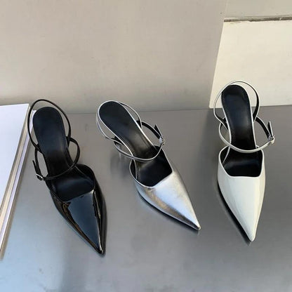 Spring Women’s Slingback Shoes With Shallow Buckle Strap And Elegant Low Thin Heels