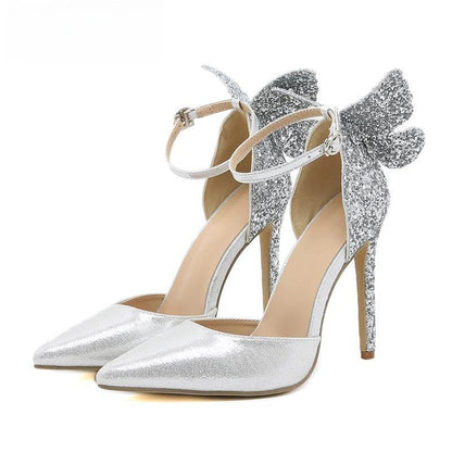 High Heel Pointed Toe Stiletto Sandals With Hollow Strap - Sexy And Elegant Silver / 35