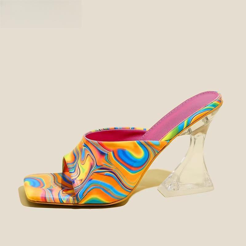 Transparent Camouflage High Heels Slippers Sandals