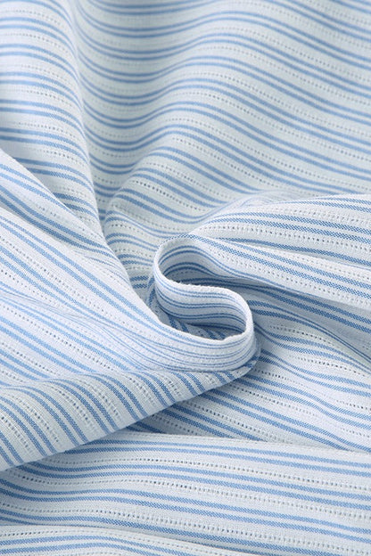 Striped Cropped Shirt and Pleated Mini Skirt Set
