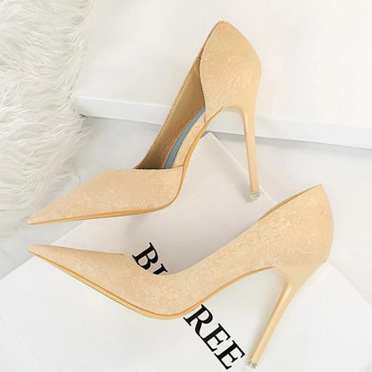 Designer Woman Pumps Pointed Toe High Heels For Parties Apricot / 34