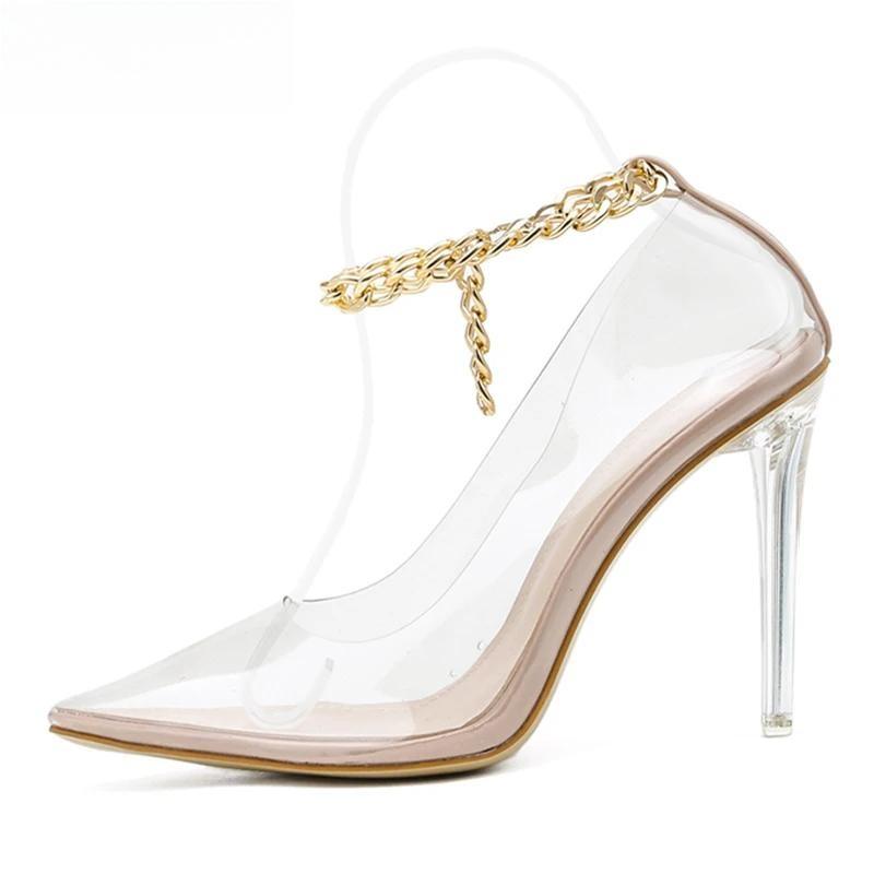Elegant Pointed Toe Transparent High Heel Pumps For Women Apricot / 38