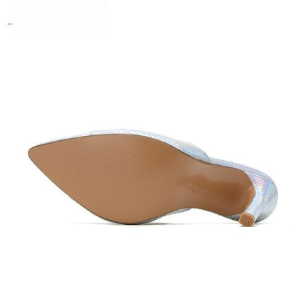 Sleek Serpentine Pointed Toe Mule With Thin Heels For Women